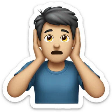 A person who is trying to hear what is being said to him, so he decides to put his hand behind his ear to help him hear. sticker