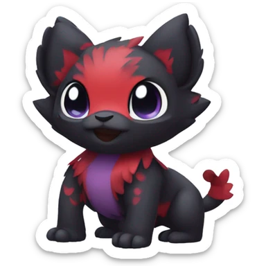 Cute cool dark black red purple animal hybrid Fakemon full body sticker