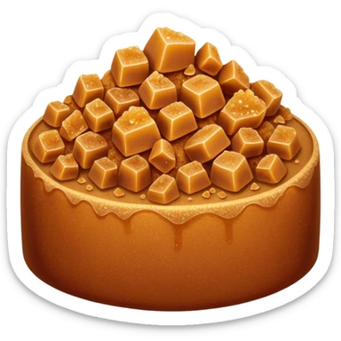 small mound or scatter of moist coarse brown sugar crystals with warm caramel color and irregular texture, grains slightly sticky and clumped, soft matte finish, no bowl spoon or packaging, soft lighting, subtle shadows, emoji scale sticker