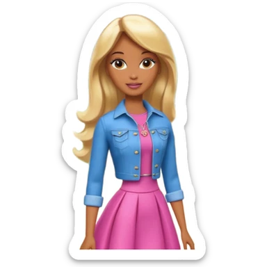 Brown skin blonde hair barbie in front of the woods sticker