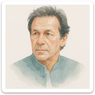 Imran Khan thinking, realistic face, detailed features, watercolor style, soft colors, detailed brush strokes sticker