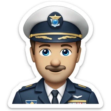 Brown haired 50 year old pilot commander with blue eyes  sticker