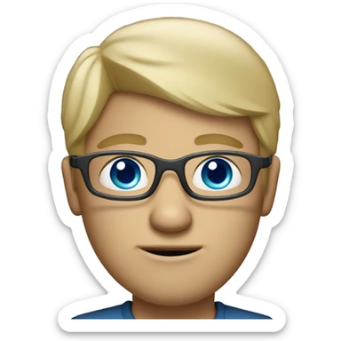 Dirty blond man with blue eyes and eyeglasses sticker