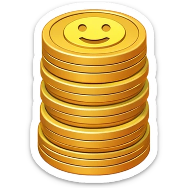 Clash of Clans aesthetic: Cinematic Playful Pixel 3D Coin Stack Portrait Emoji, rendered in a 3D vector-style similar to standard emojis with minimal shading and bold, simplified shapes. A compact, distinct form with signature details, softly glowing with a pixelated adventure charm. Simplified yet unmistakably iconic, highly detailed and consistent, glowing with a soft radiance and high shine. Stylized with a touch of classic pixel-art charm and a soft glowing outline, capturing the essence of a beloved gaming relic with a friendly, playful manner! sticker