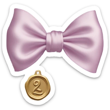 A delicate pastel pink satin bow tied around a vintage lilac letter with a gold wax seal. sticker