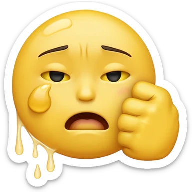 Crying emoji with a fist covering the mouth  sticker