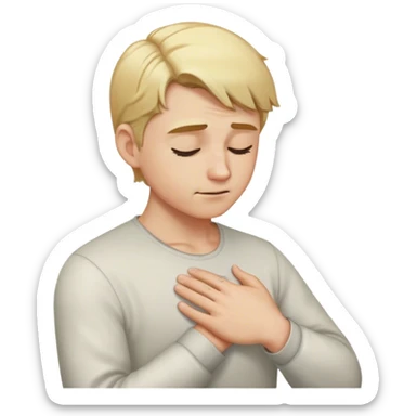 a blond man puts his hand to the left of his chest and bows his head sticker