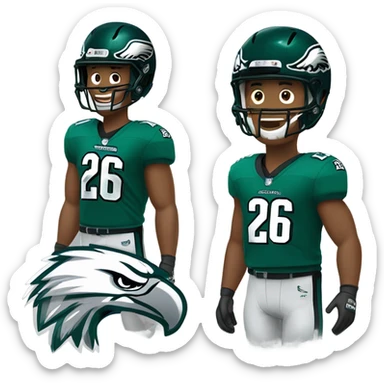 Saquon Barkley in the Kelly green jersey with the number 26 and classic eagles helmet on  sticker