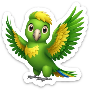 Green parrot saluting with wing like “yes sir” sticker