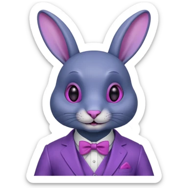 Bonnie es un conejo animatrónico de color índigo con ojos magenta. El color de su hocico, panza y el interior de sus orejas es un color lavanda.Tiene orejas largas articuladas e tiene dientes redondos y carece de cejas.Su traje parece estar hecho de un material metálico. haz solo su cabeza sticker
