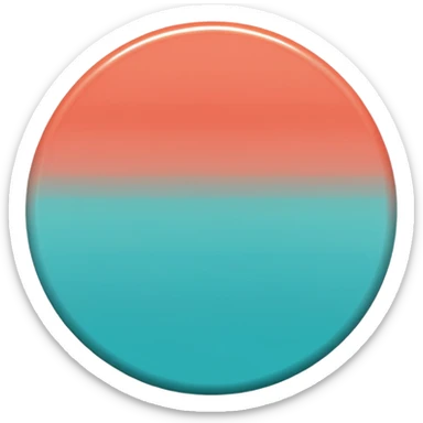 
One  Rotate 55 degree  coin color in in gradient of turquoise, blue, pink, purple, and coral 3d sticker