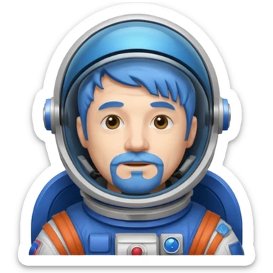 Astronauts, Middle-age, male, white skin, blue hair and blue beard sticker