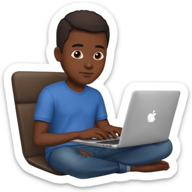 its a black colored man sitting working on a laptop with no face or anything sticker