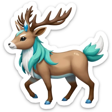 Stantler-Glaceon-Skiddo-Mudbray-Amaura-Virizion-fusion-Pokémon-monster (full body) sticker