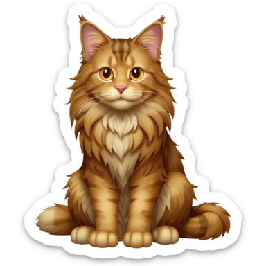 cinematic-[maine coon cat]-realistic-full-body-sitting-emoji,-tail-curled-playfully-around-its-paws,-head-tilted-dramatically,-scruffy-[maine coon]-fur,-simplified-yet-realistic-focused-features,-highly-detailed,-glowing-with-an-almost-sarcastic-glow sticker