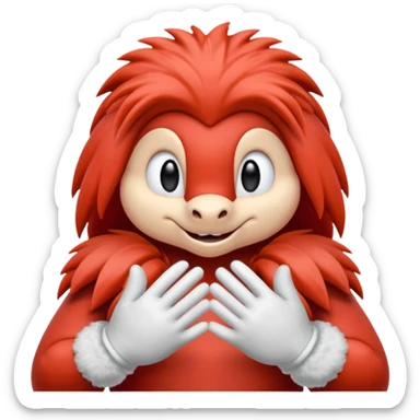 Sonic the hedgehogs friend knuckles a red animal with peach arms and white gloves sticker