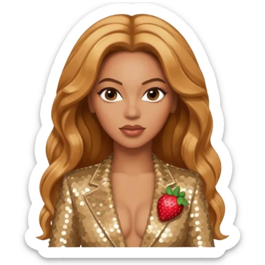 Beyonce as Sasha Fierce with long strawberry blonde hair, beige sequin outfit sticker