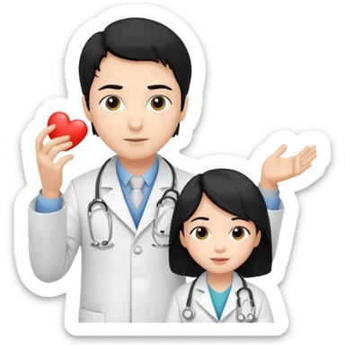 doctor black hair helping a kid sticker