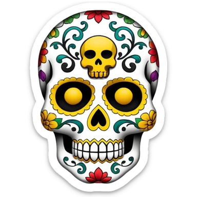 Sugar skull decorated with wu-tang clan logo sticker