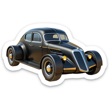  the animated series aerodynamic futuristic Batmobile loosely based on 1936 freightliner school bus (flat long straight organically-shaped mechanical roomy interior body) stealthy town hot rod desert dirt racing rwd buggy  sticker