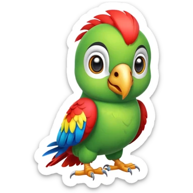 exotic parrot character, colorful feathers, cute face, 3D cartoon, mobile game icon style, clean background, no text, no watermark
 sticker