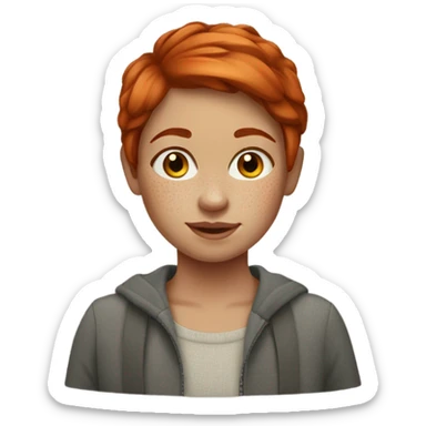 Red-haired girl, with short hair and freckles sticker