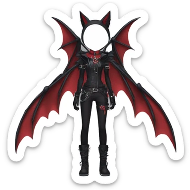 cool edgy black punk red ethereal fantasy nargacuga-bat-cat-Fakemon collar harness full body sticker