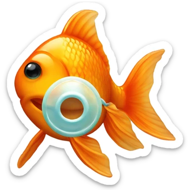 goldfish with a pacifier sticker