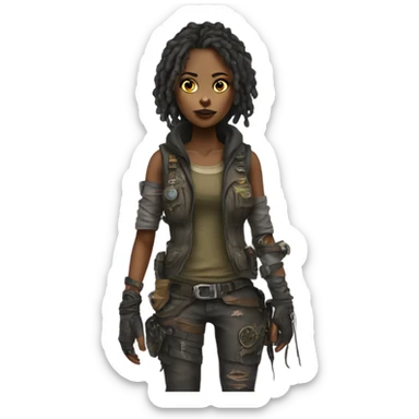 Femalewearing post apocalyptic clothes sticker