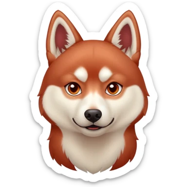 Red Siberian husky with rolling eye expression sticker