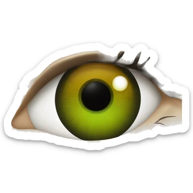 an almond shaped eye with black eyelids and green/yellow/amber eyes with black pupil sticker