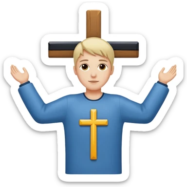A person with the arms opened and extended forming a cross with their arms and body sticker