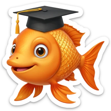 happy fish wearing a graduation cap sticker