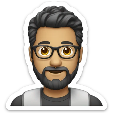 software engineer with glasses and beard with hair tied back sticker