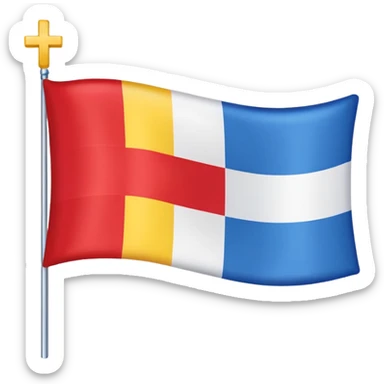 create a flag where the layout is like georgian one big cross for corner. the big cross i want is yellow and top right blue too left red bottom right red bottom left blue a big cross in the middle but iinside the flag not some other. just create georgian flag but the collors as i sayd sticker