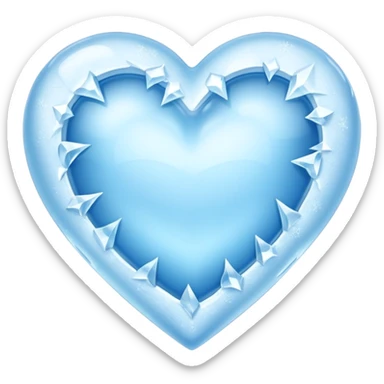 a solid ice blue heart covered in frost as though it was frozen. sticker