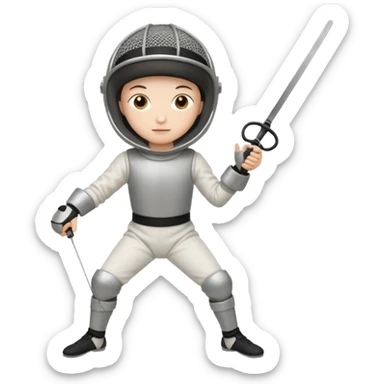 A person wearing fencing equipment from head to toe sticker