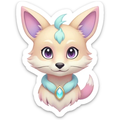 Kawaii colorful pastel ethereal anthro fursona Fakemon sticker