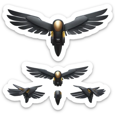 A dark furtive royal eagle as a high-tech flying drone machine sticker