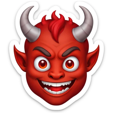 Scary red devil with horns and evil grin sticker
