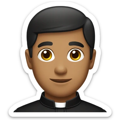 A Hispanic young Catholic priest wearing a traditional black cassock  sticker
