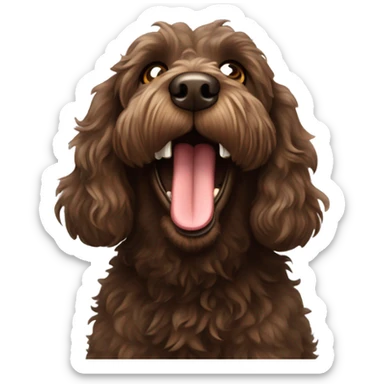 Australian labradoodle dark brown barking loudly sticker
