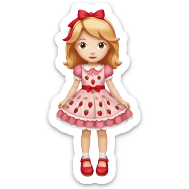 pretty and cute modern day strawberry shortcake full body with red shoes emoji sticker