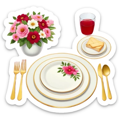Romantic pink-red-gold-yellow-white pastel lush picnic aesthetic sticker