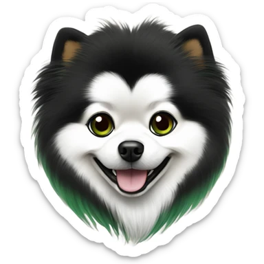 Black and white Pomeranian wearing Green Bay packers  sticker