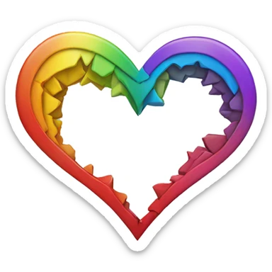 rainbow heart broken down the middle sticker