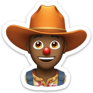 Clown wearing a cowboy hat sticker