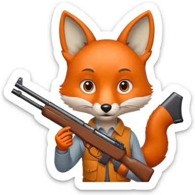 Renard avec un fusil sticker