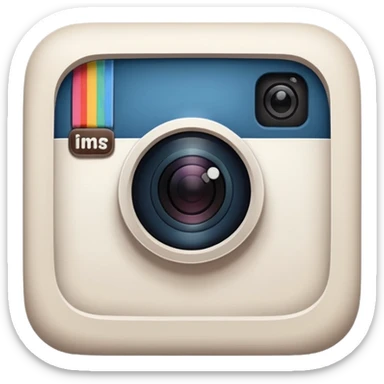 A hand-drawn doodle in a minimalist, cartoon style of a [instagram]. The object is white with thick, rough, black marker outlines and two small black dot eyes. It is a simple sketch with no realistic textures, centered on a solid [blue] circular background." sticker