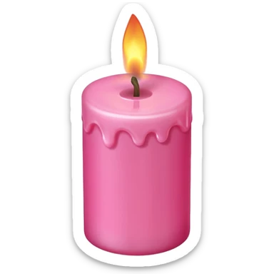 Draw a pink candle with a flame that can be used on a romantic dinner table, camera isometric sticker